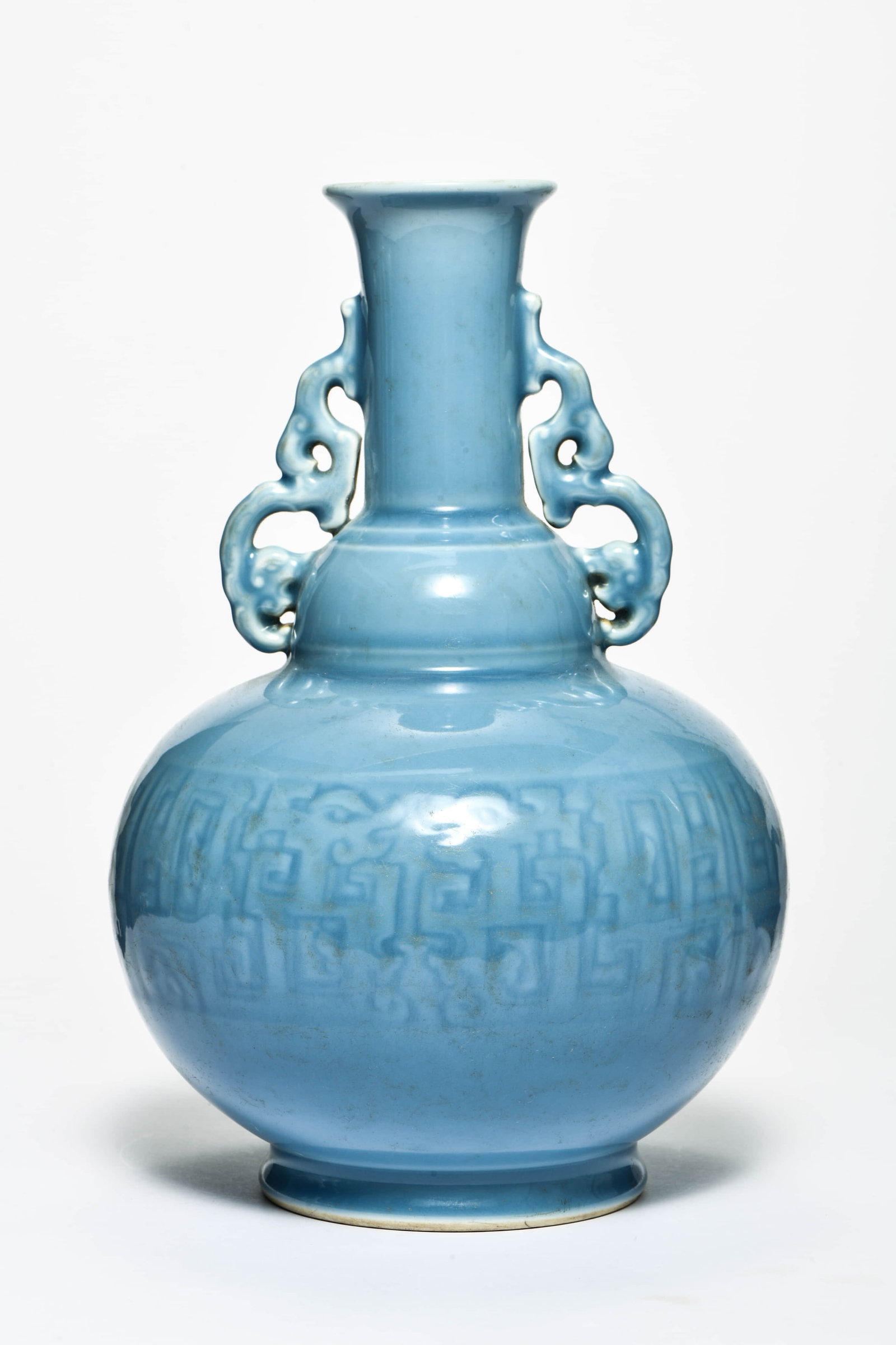 A sky-blue glazed two-handled vase - 2