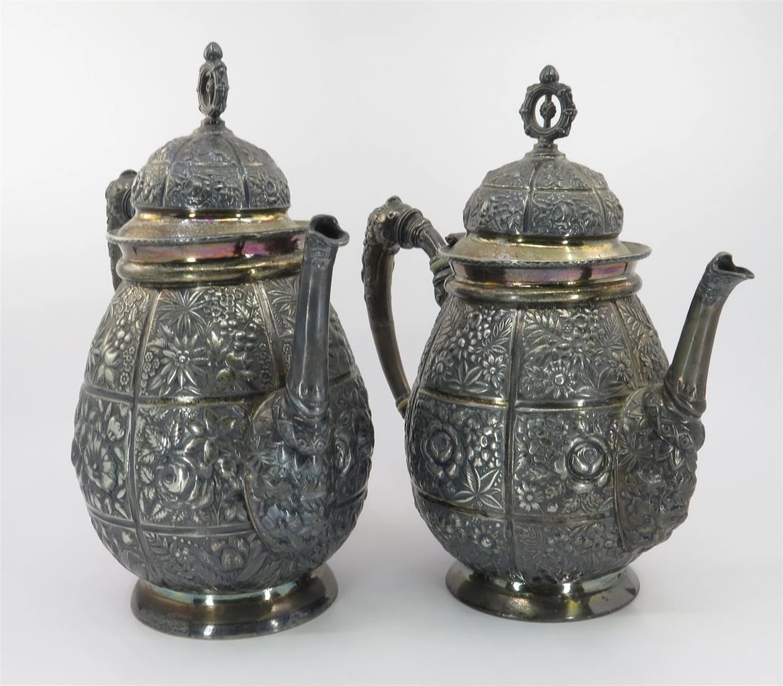 Repousse Silver Tea and Coffee Pots - 2