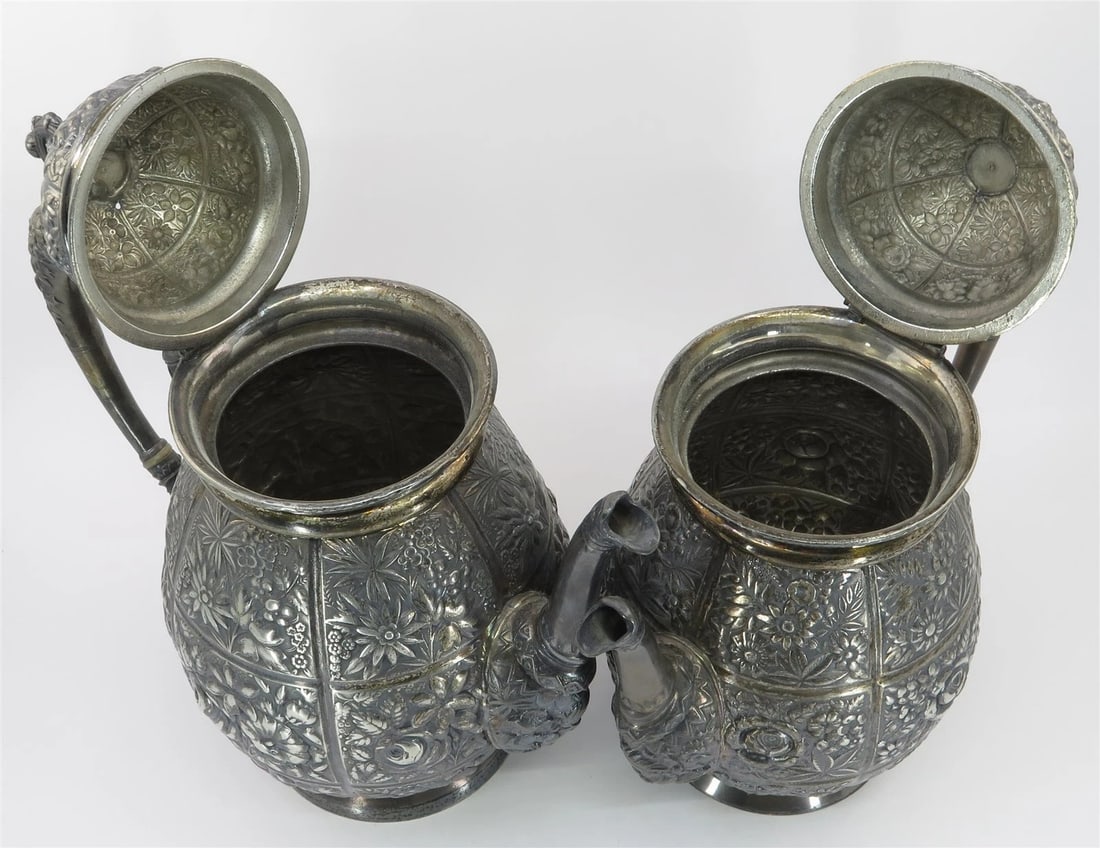 Repousse Silver Tea and Coffee Pots - 3