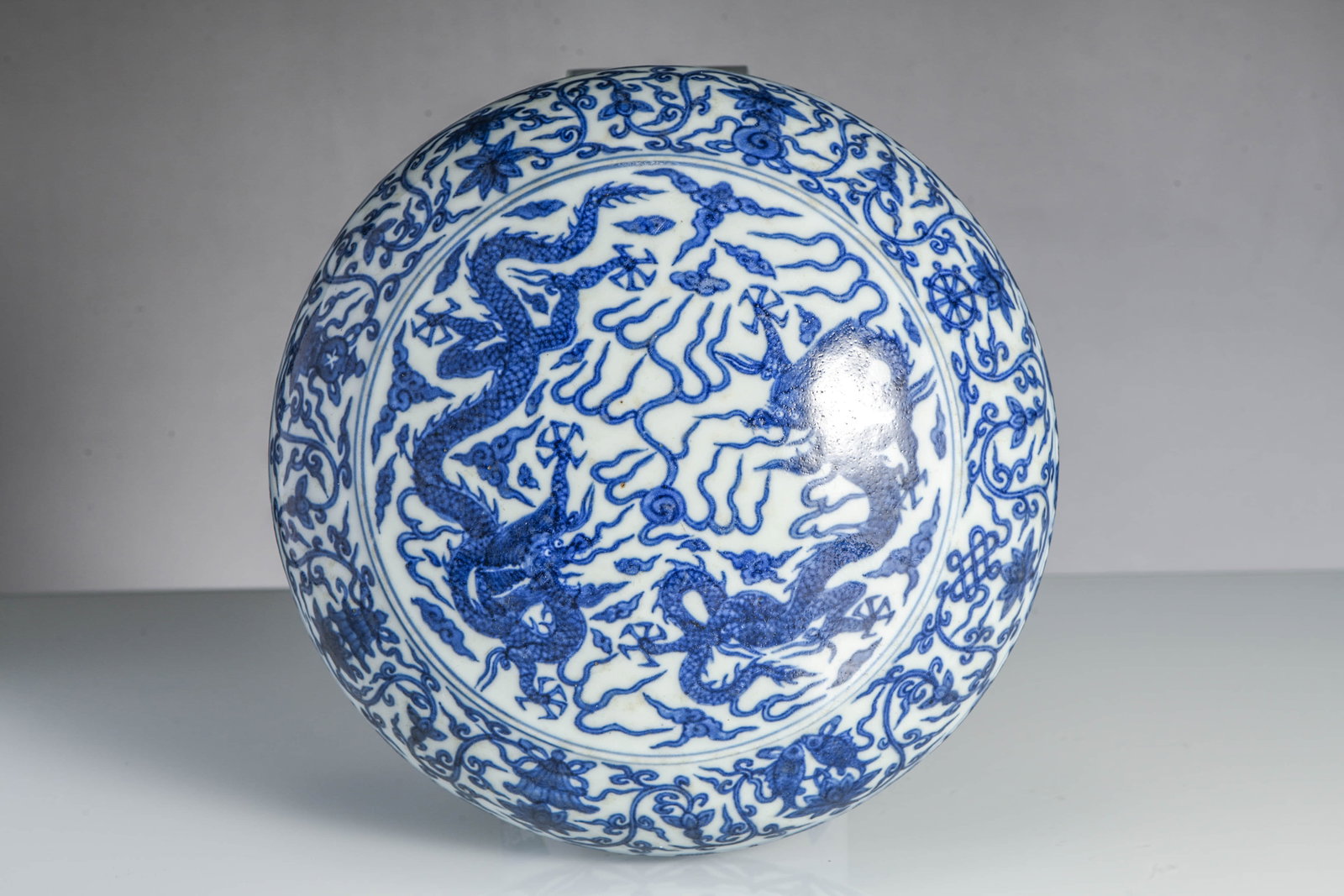 Blue and White Dragon Pattern Cover Box - 3