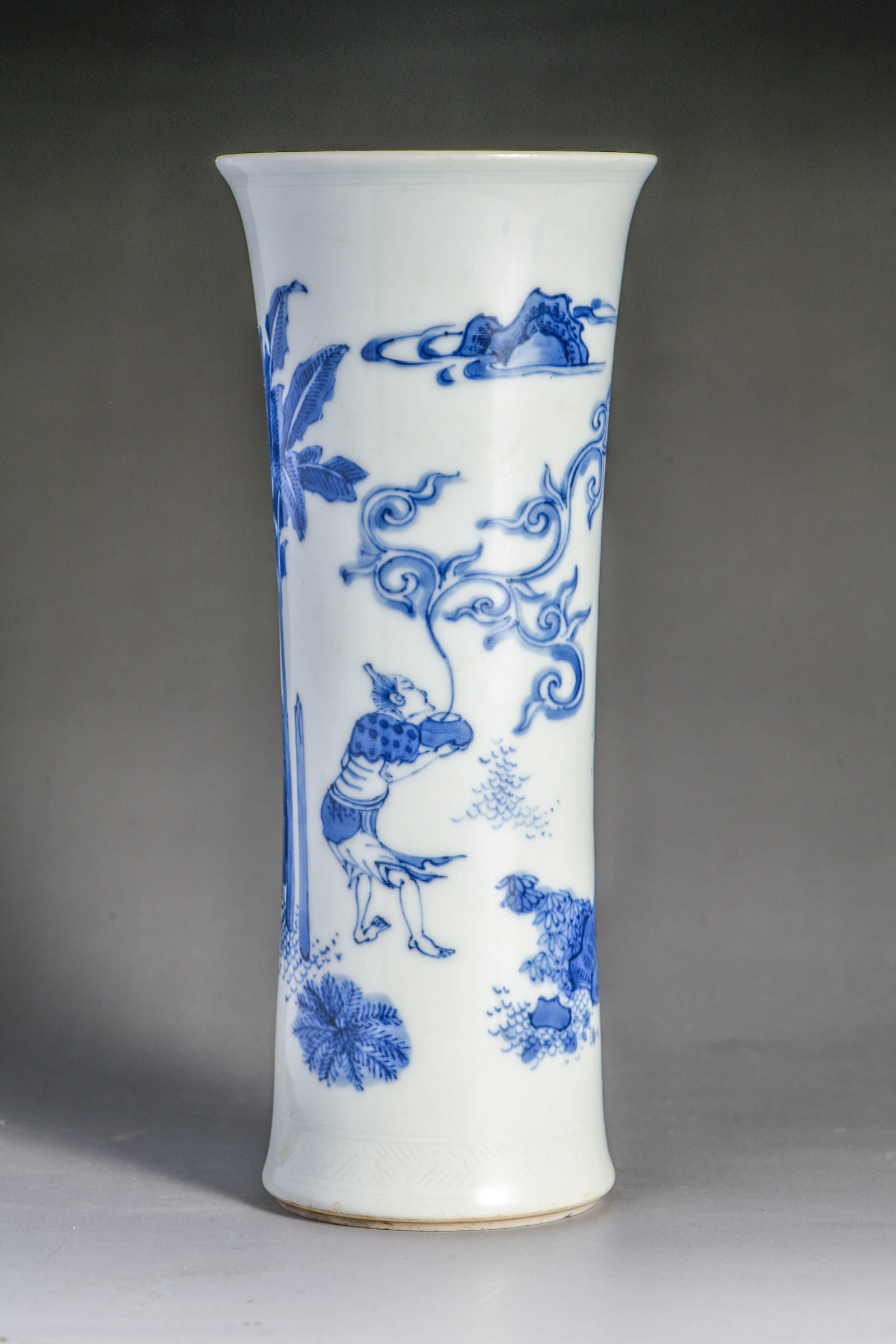 Blue and White Clock? Bestowing Blessings Pattern Vase - 3