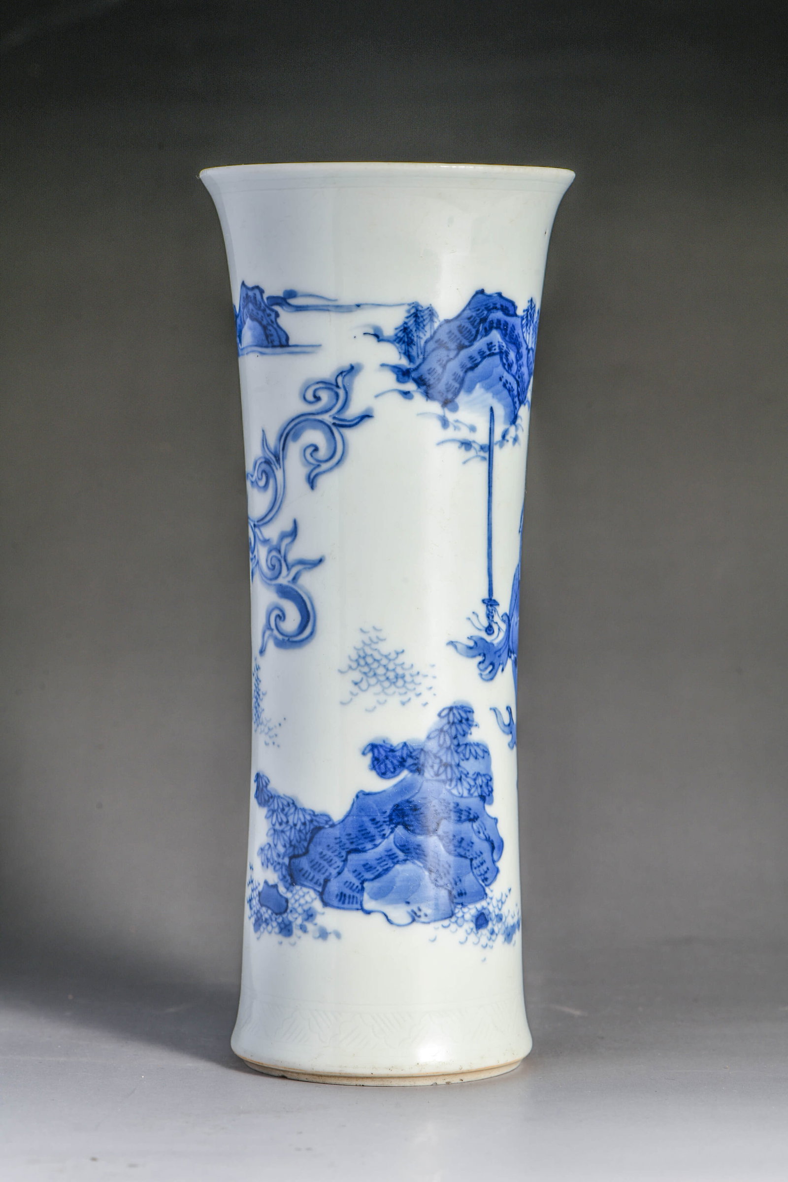 Blue and White Clock? Bestowing Blessings Pattern Vase - 4