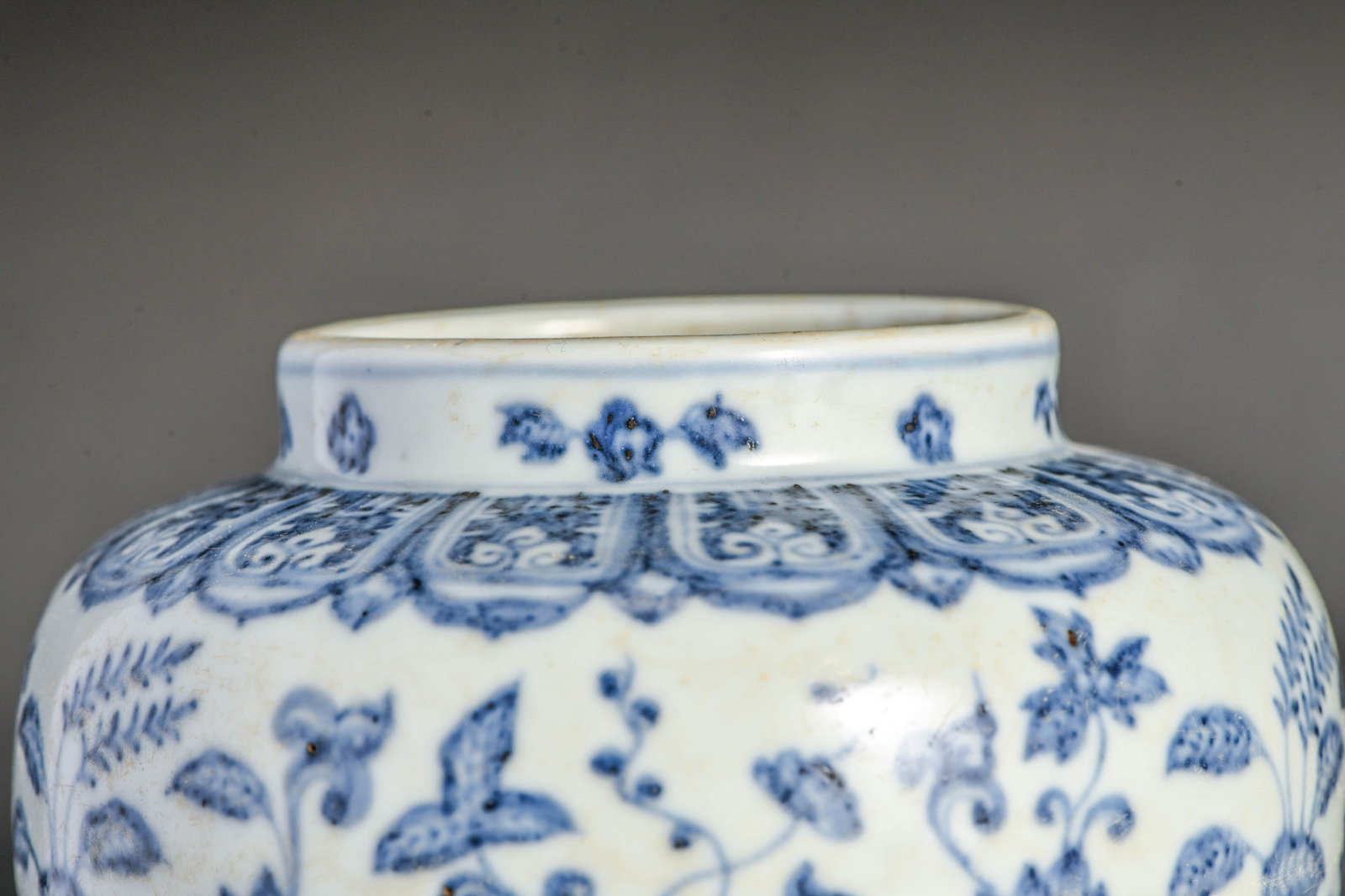 Blue and white scroll-leaf lotus pattern small jar - 3
