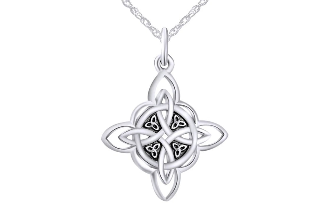 WHITE-METAL CELTIC KNOT PENDANT NECKLACE (1 of 2)