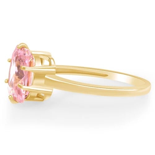 GOLD-TONE RECTANGULAR PINK STONE SOLITAIRE RING - 2