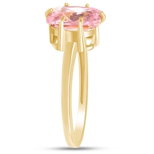 GOLD-TONE RECTANGULAR PINK STONE SOLITAIRE RING - 3