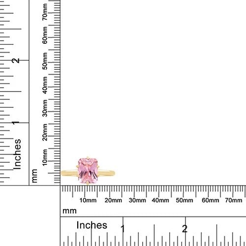 GOLD-TONE RECTANGULAR PINK STONE SOLITAIRE RING - 4
