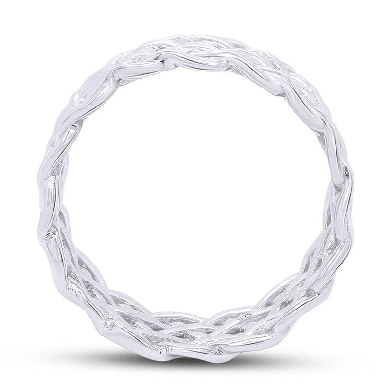 WHITE-METAL MULTI-ROW WOVEN STATEMENT RING - 3