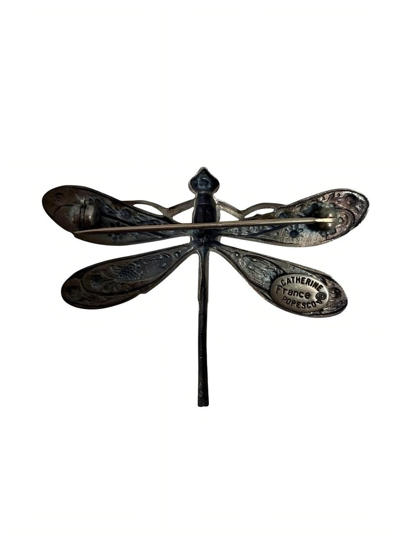 CATHERINE POPESCO DRAGONFLY BROOCH ART NOUVEAU STYLE ENAMEL GOLD ACCENTS (1 of 1)