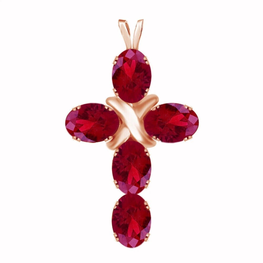 RED STONE CROSS PENDANT AND TEARDROP EARRINGS SUITE (1 of 1)