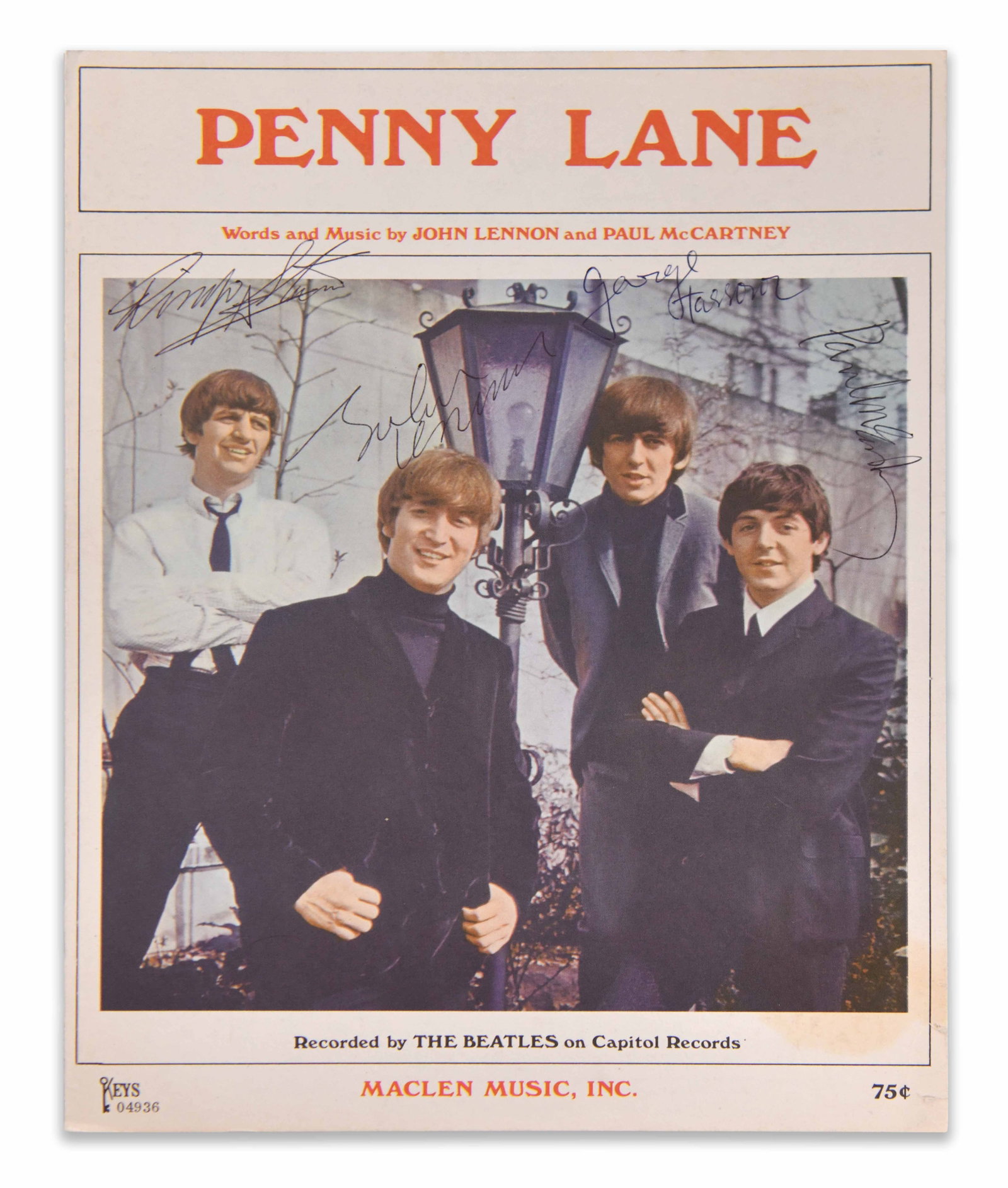 THE BEATLES (1960-1970), SIGNED "PENNY LANE" MACLEN MUSIC SHEET MUSIC (1 of 2)