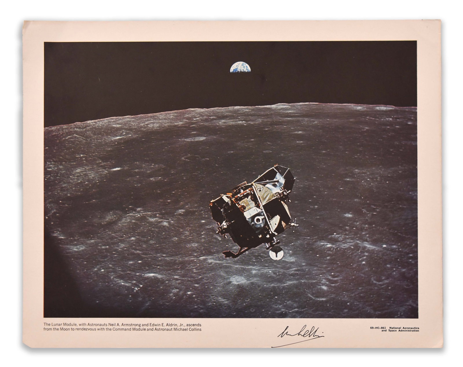 MICHAEL COLLINS (1930-2021) - SIGNED NASA APOLLO 11 LUNAR MODULE PHOTOGRAPH (NASA OFFICIAL PHOTOGRAP (1 of 1)