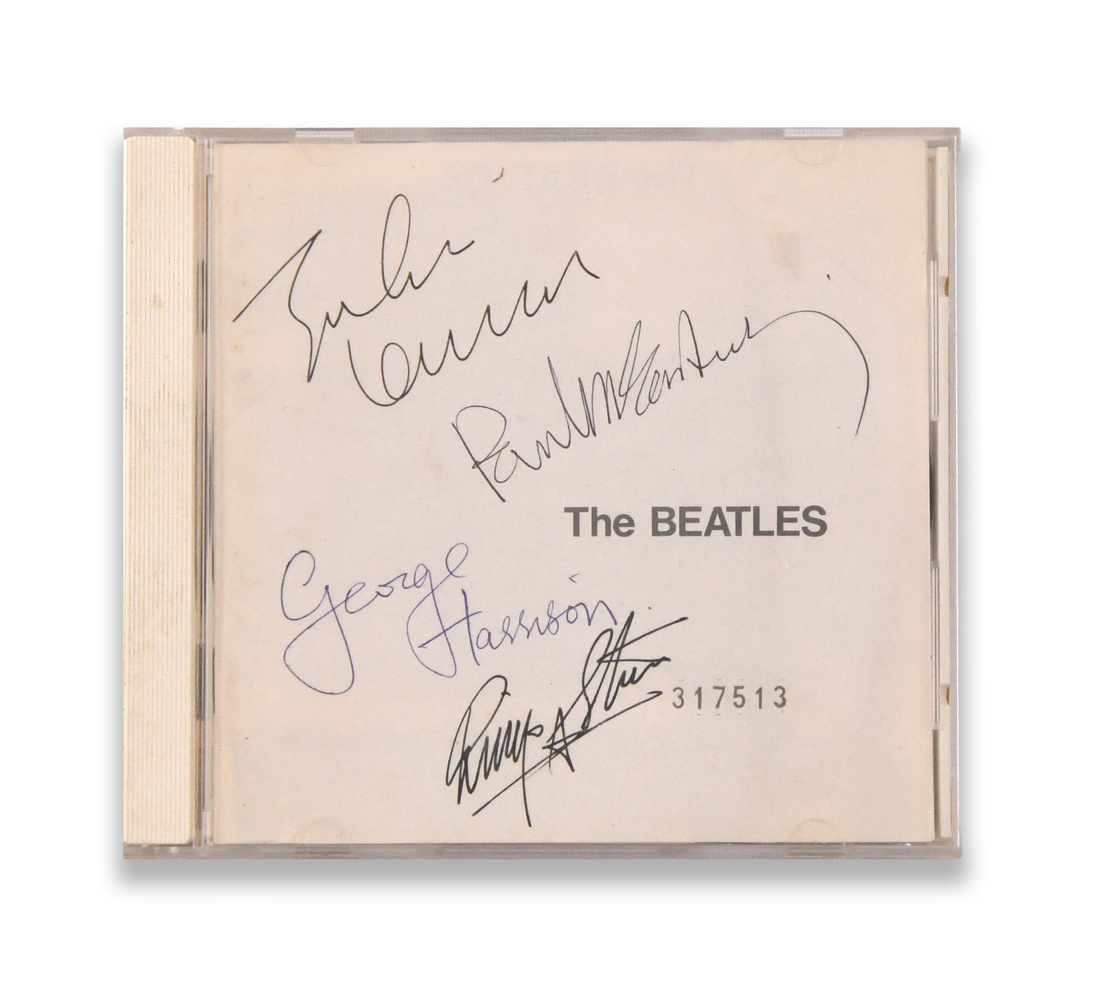 THE BEATLES - SIGNED CD BOOKLET: THE BEATLES - SIGNED CD BOOKLET Signature: John Lennon, Paul McCartney, George Harrison and Ringo Starr. Description: Offered under the title The Beatles - Signed CD Booklet, the lot is treated as a s