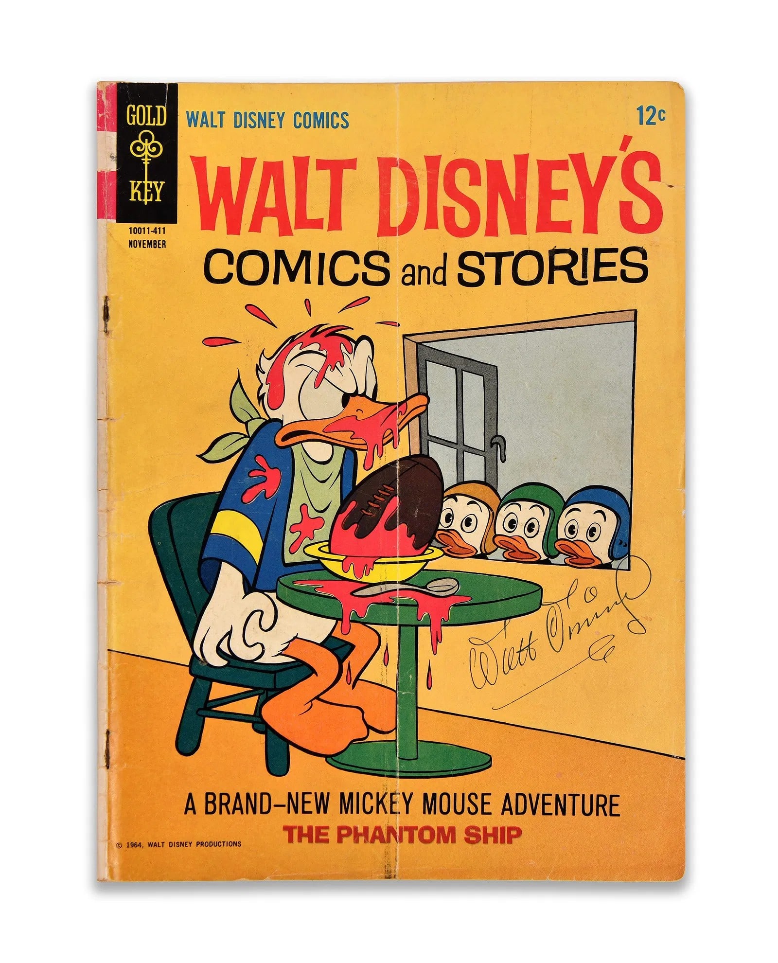 WALT DISNEY (1901-1966), WALT DISNEY'S COMICS AND STORIES: THE PHANTOM SHIP, SIGNED COMIC BOOK: WALT DISNEY (1901-1966), WALT DISNEY'S COMICS AND STORIES: THE PHANTOM SHIP, SIGNED COMIC BOOK Signature: A personalized handwritten inscription including "Walt Disney" is visible on the cover;
