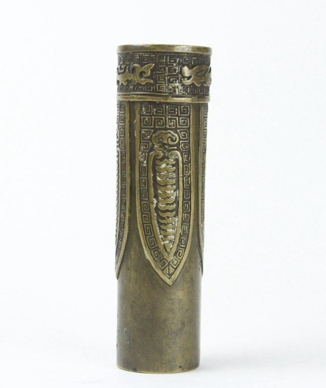 VINTAGE BRONZE CYLINDRICAL PERFUME HOLDER (1 of 7)