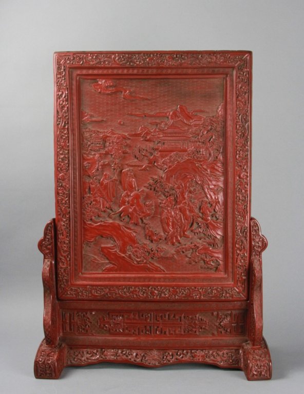 CHINESE CINNABAR SCREEN: CHINESE CINNABAR SCREEN H: 23" W: 17"