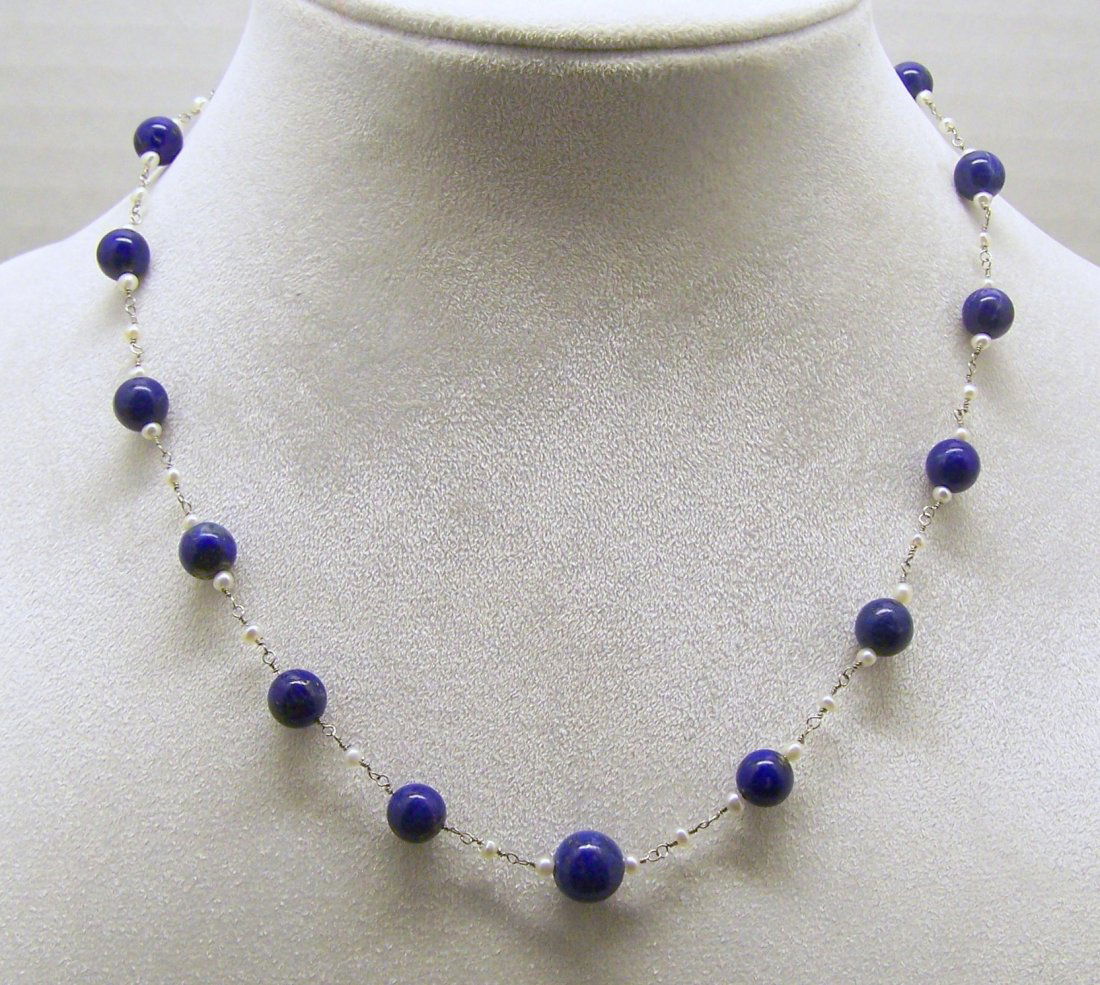 Lapis Lazuli Akoya Pearl Necklace (1 of 2)