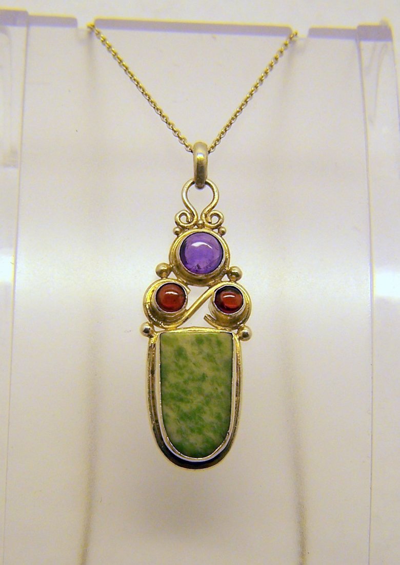 sterling silver garnet amethyst jade necklace (1 of 3)