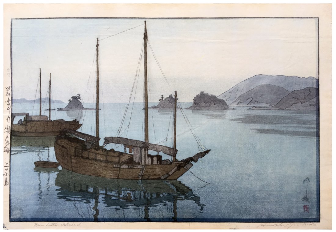 Japanese Woodblock Print Hiroshi Yoshida: Japanese Woodblock Print by Hiroshi Yoshida Three Little Islands