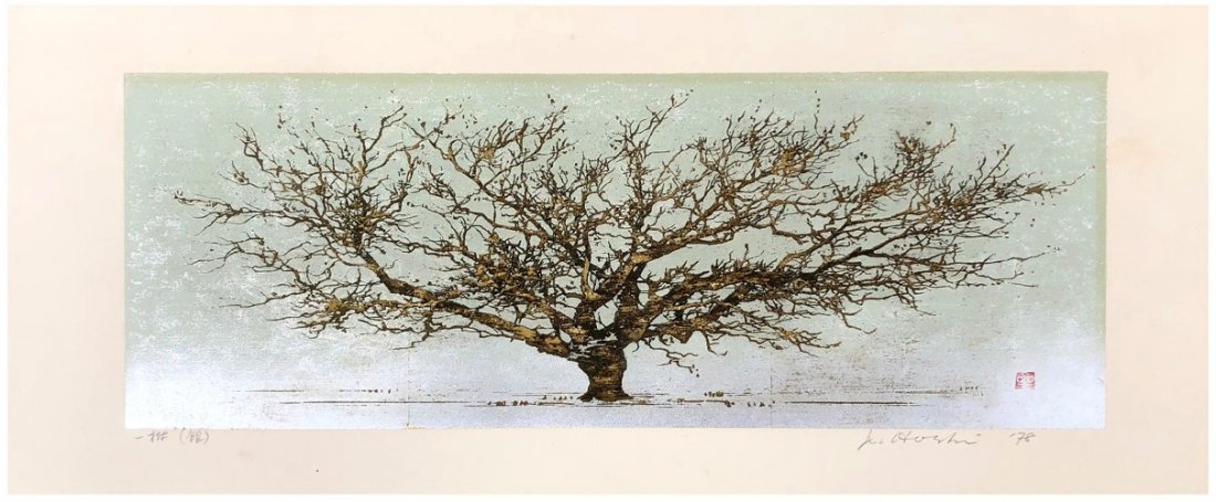 Japanese Woodblock Print Joichi Hoshi: Japanese Woodblock Print by Joichi Hoshi Silver Tree