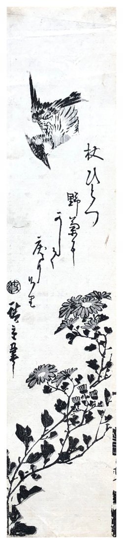 Japanese Woodblock Print Ando Hiroshige: Japanese Woodblock Print by Ando Hiroshige Swallow and Daisy