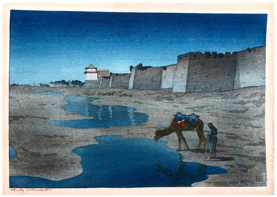 Japanese Woodblock Print Charles Bartlett: Japanese Woodblock Print by Charles Bartlett The Tartar Wall Peking