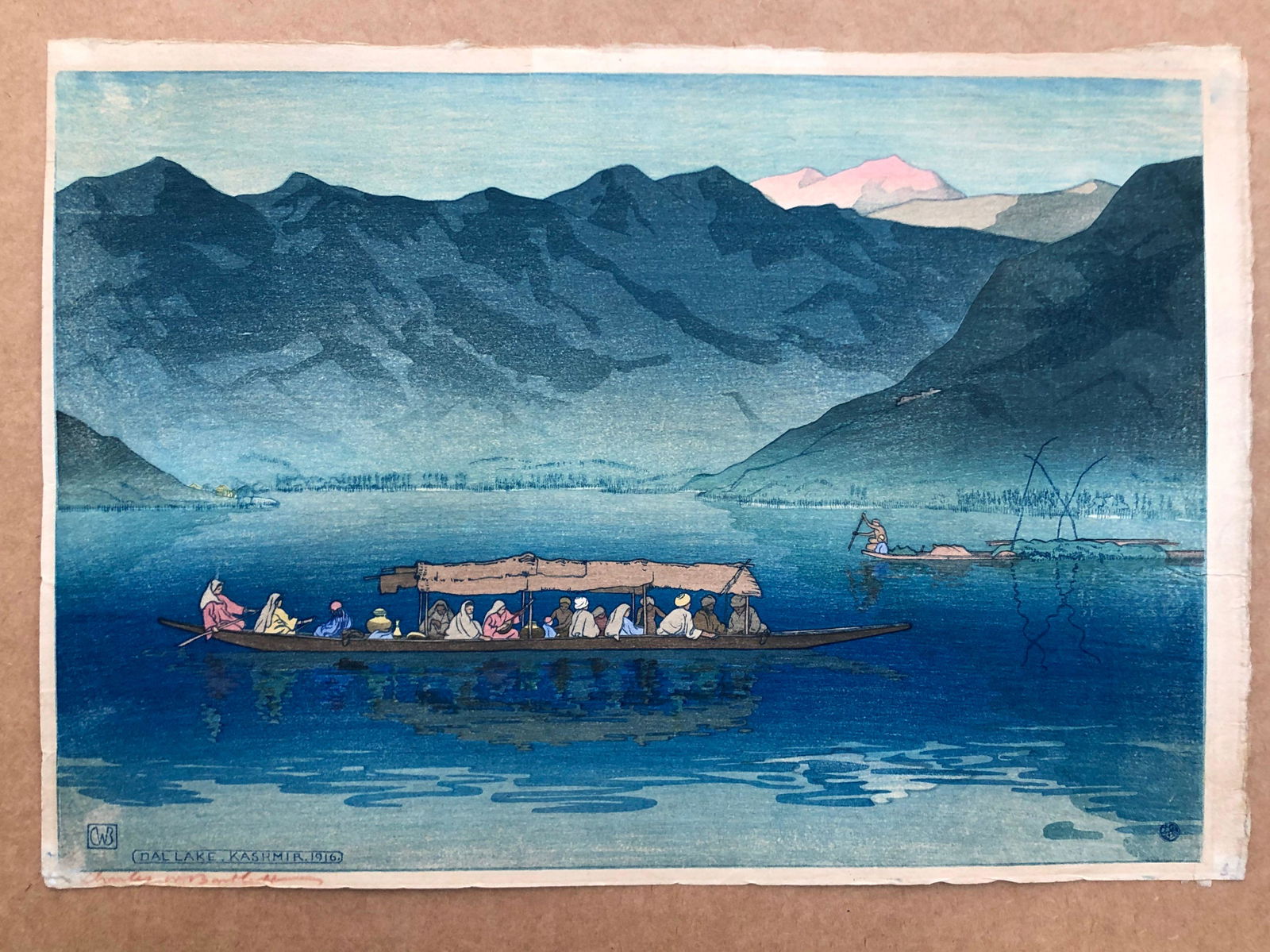 Japanese Woodblock Print Charles Bartlett: Japanese Woodblock Print by Charles Bartlett Dal Lake Pre Earthquake