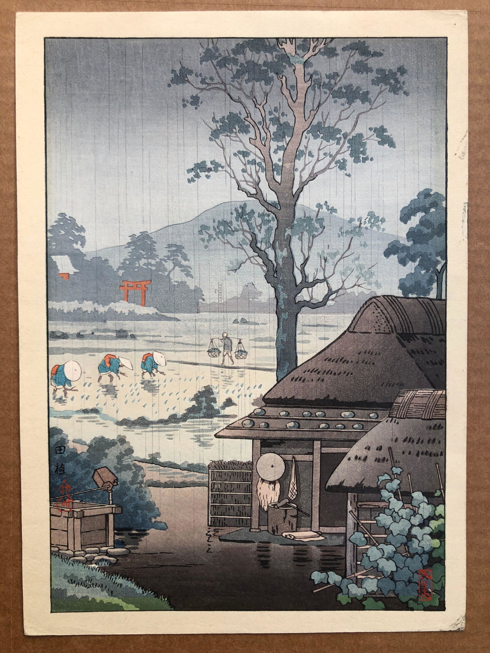 Japanese Woodblock Print Tsuchiya Koitsu: Japanese Woodblock Print by Tsuchiya Koitsu Rice Planting 1st Edition