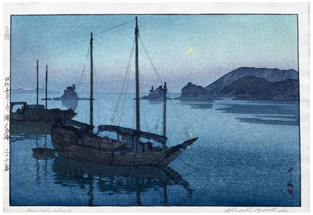 Japanese Woodblock Print Hiroshi Yoshida: Japanese Woodblock Print by Hiroshi Yoshida Three Little Islands