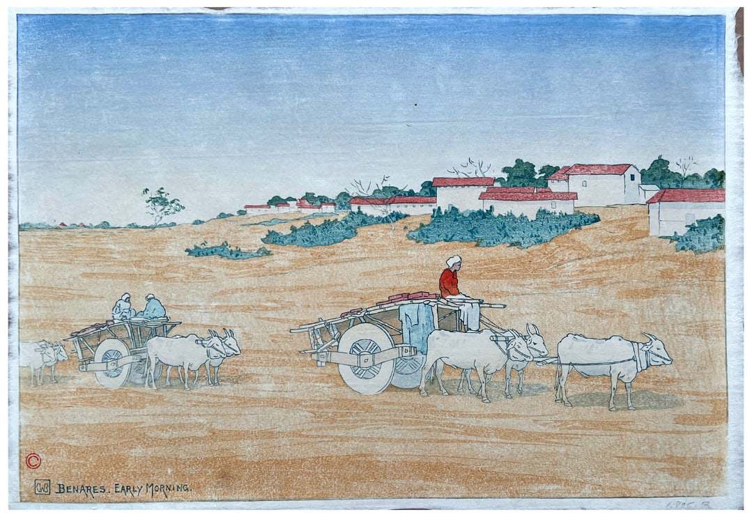 Japanese woodblock Print Charles Bartlett: Japanese woodblock Print by Charles Bartlett Benares Early Morning