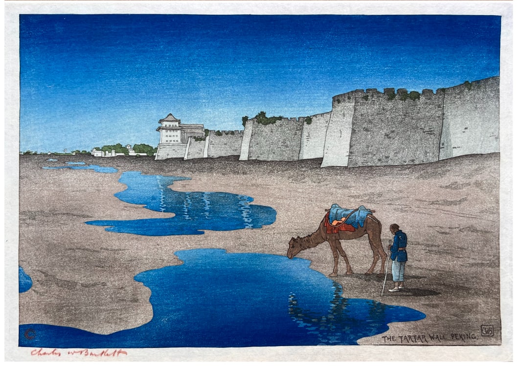Japanese woodblock Print Charles Bartlett: Japanese woodblock Print by Charles Bartlett The Tartar Wall Peking