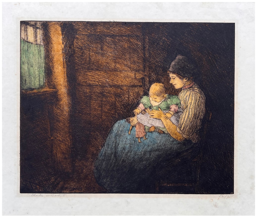 Japanese woodblock Print Charles Bartlett: Japanese woodblock Print by Charles Bartlett Mother and Child Holland