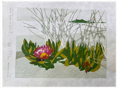 Japanese woodblock Print Tom Kristensen: Japanese woodblock Print by Tom Kristensen 36 Views of Green Island # 6