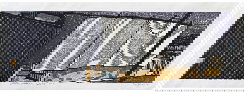 Japanese woodblock Print Clifton Karhu: Japanese woodblock Print by Clifton Karhu Yellow Manor Construction