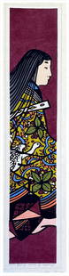 Japanese woodblock Print Clifton Karhu: Japanese woodblock Print by Clifton Karhu Genji Woman III