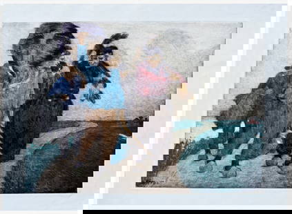 Japanese woodblock Print Charles Bartlett: Japanese woodblock Print by Charles Bartlett Returning from Work Holland