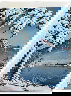 Japanese woodblock Print Kawase Hasui: Japanese woodblock Print by Kawase Hasui Snow at Tagonoura Bay