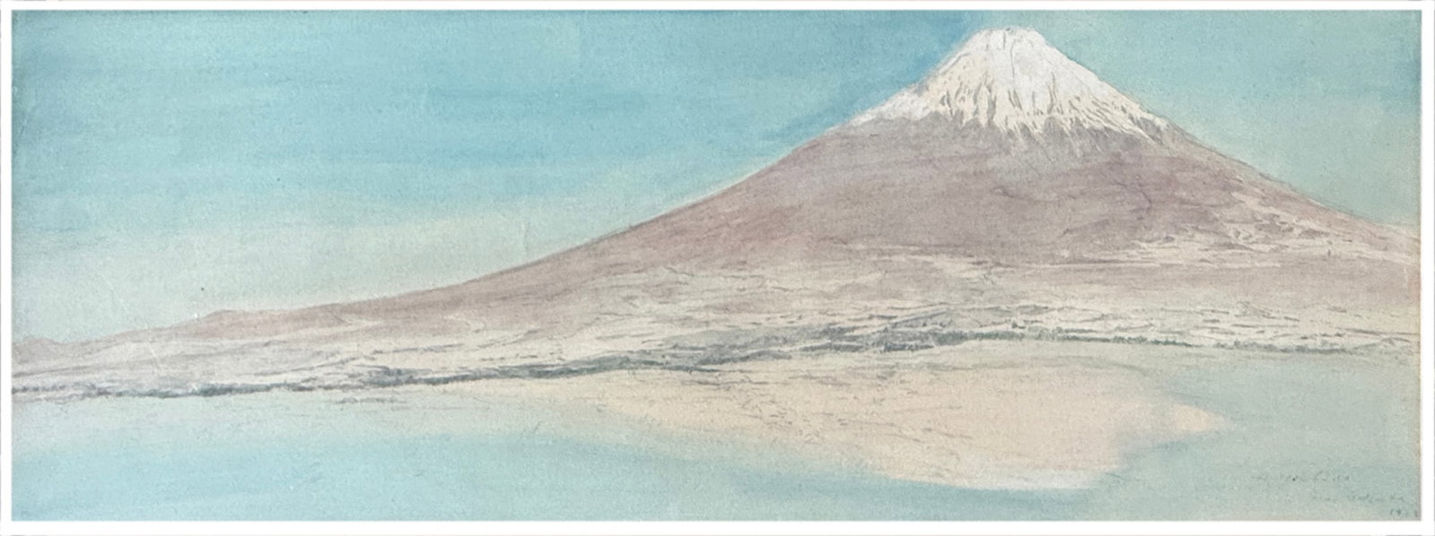 Watercolor Hiroshi Yoshida: Watercolor by Hiroshi Yoshida View of Mt Fuji