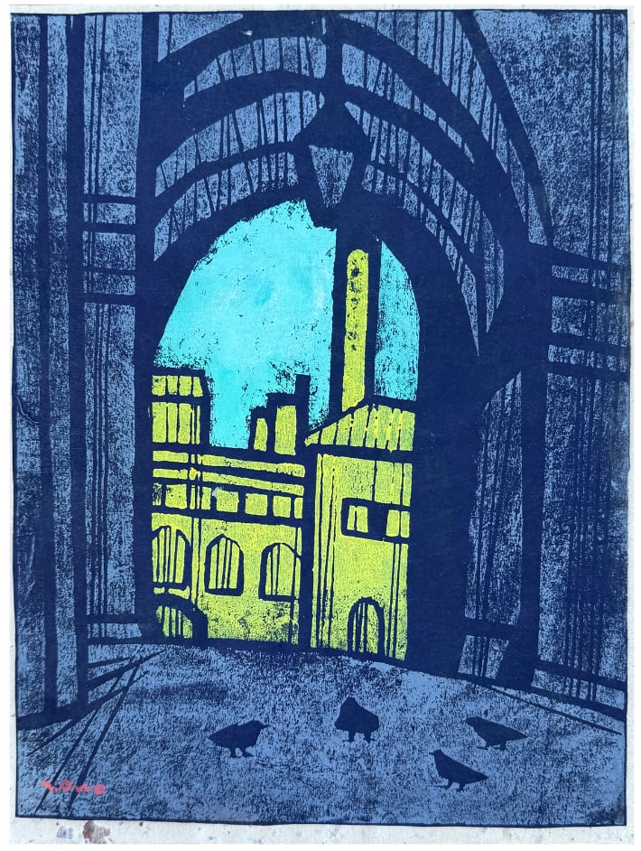 Japanese woodblock Print Tadashige Ono: Japanese woodblock Print by Tadashige Ono Alley in Rome