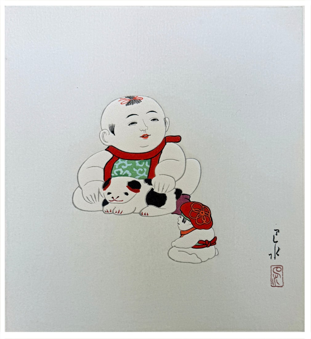 Japanese woodblock Print Kawase Hasui: Japanese woodblock Print by Kawase Hasui Gosho Ningyo Doll # 8