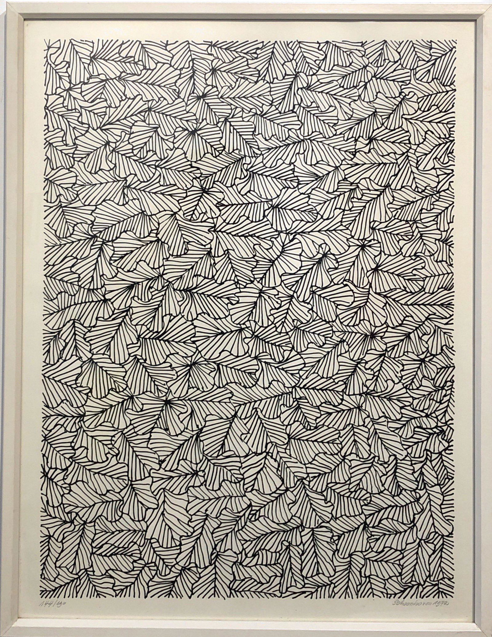 Jan SCHOONHOVEN ,Dutch (1914-1994): Untitled, silk print, 63X49 cm, signed and numbered 144/190. Artwork by a first class international artist. Source: Collection of Professor Pinchacs and Esther Rabinowitz RIP