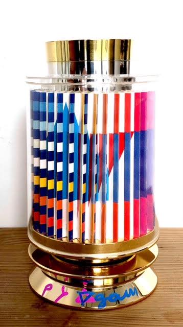 Yaacov Agam, Israeli (Born 1928): Pull-out kinetic Kiddush cup, Star of David, in serigraphy technique gold coating and silver coating 15X8 cm, signed and numbered