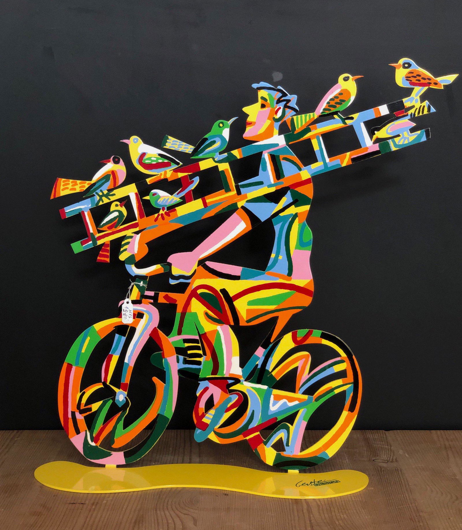 David Gerstein, Israeli (Born 1944): Untitled, double-sided sculpture, painted metal, 36X35 cm, plate signed