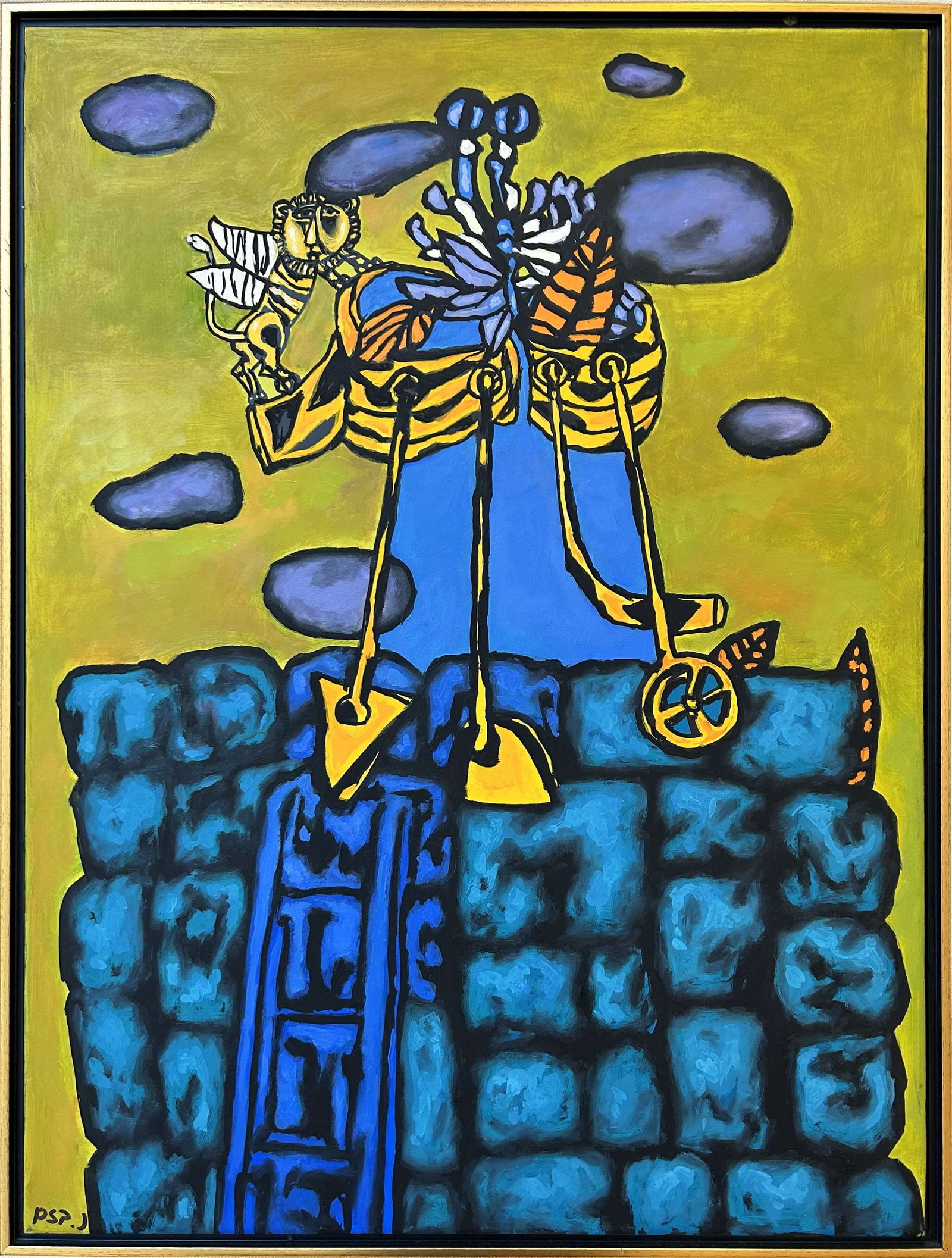 Naftali Bezem: The Boat and the Immigrant, oil on cardboard mounted on wood, 64 × 48 cm, signed. Framed. Accompanied by a certificate of authenticity from the artist’s estate.Naftali Bezem (1924–2018) was born