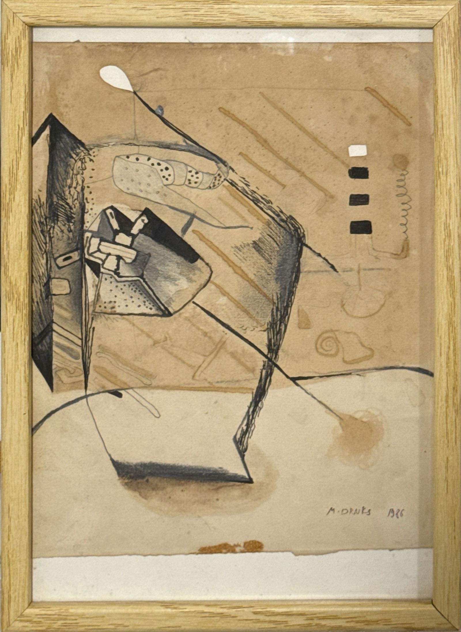 Michael Druks, Israeli art, Original Watercolor & Ink on Paper, Signed & Dated 1986 - 2