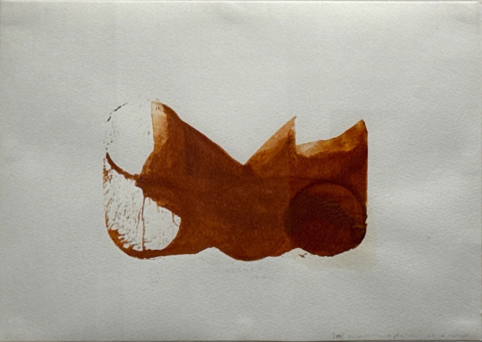 Micha Ullman: A glass in motion, red clay, 42x29 cm, with the frame 55x42 cm, signed and dated 2006, provenance: Collection of the estate of painter Avner Katz, a high-quality work by an important and respected