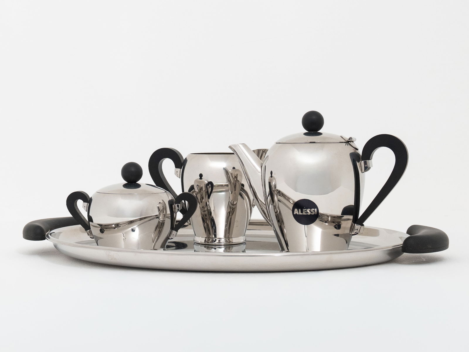 1980s Mid-Century Modern Style Alessi Tea and Coffee Set on Tray, Italy (1 of 3)
