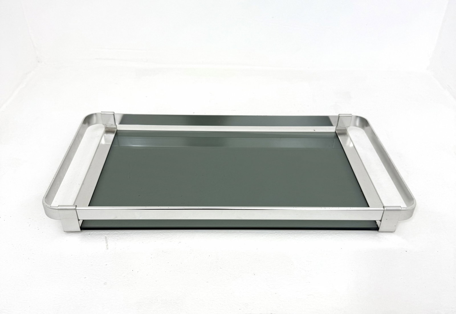 1970s "Bauhaus" Style Smoked Glass Tray by MB, Italy (1 of 4)