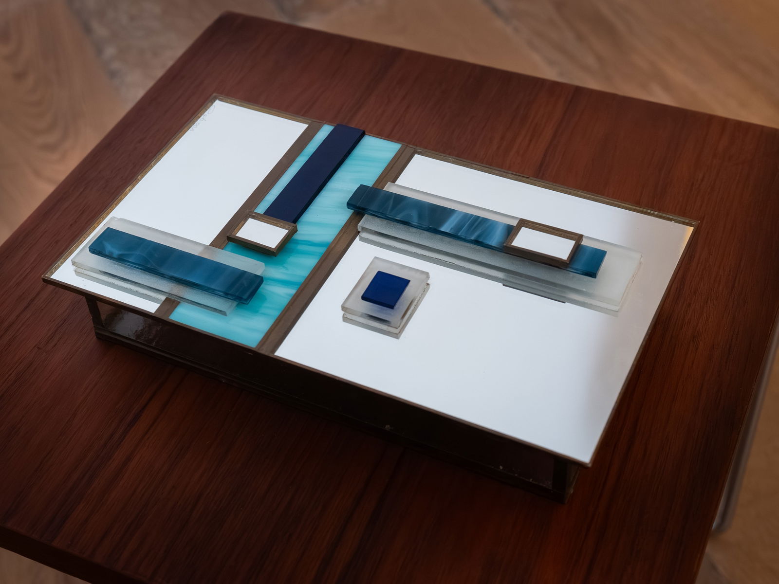 1970s Mid-Century Modern Style Gemstone and Brass Inlay Decorative Box (1 of 6)