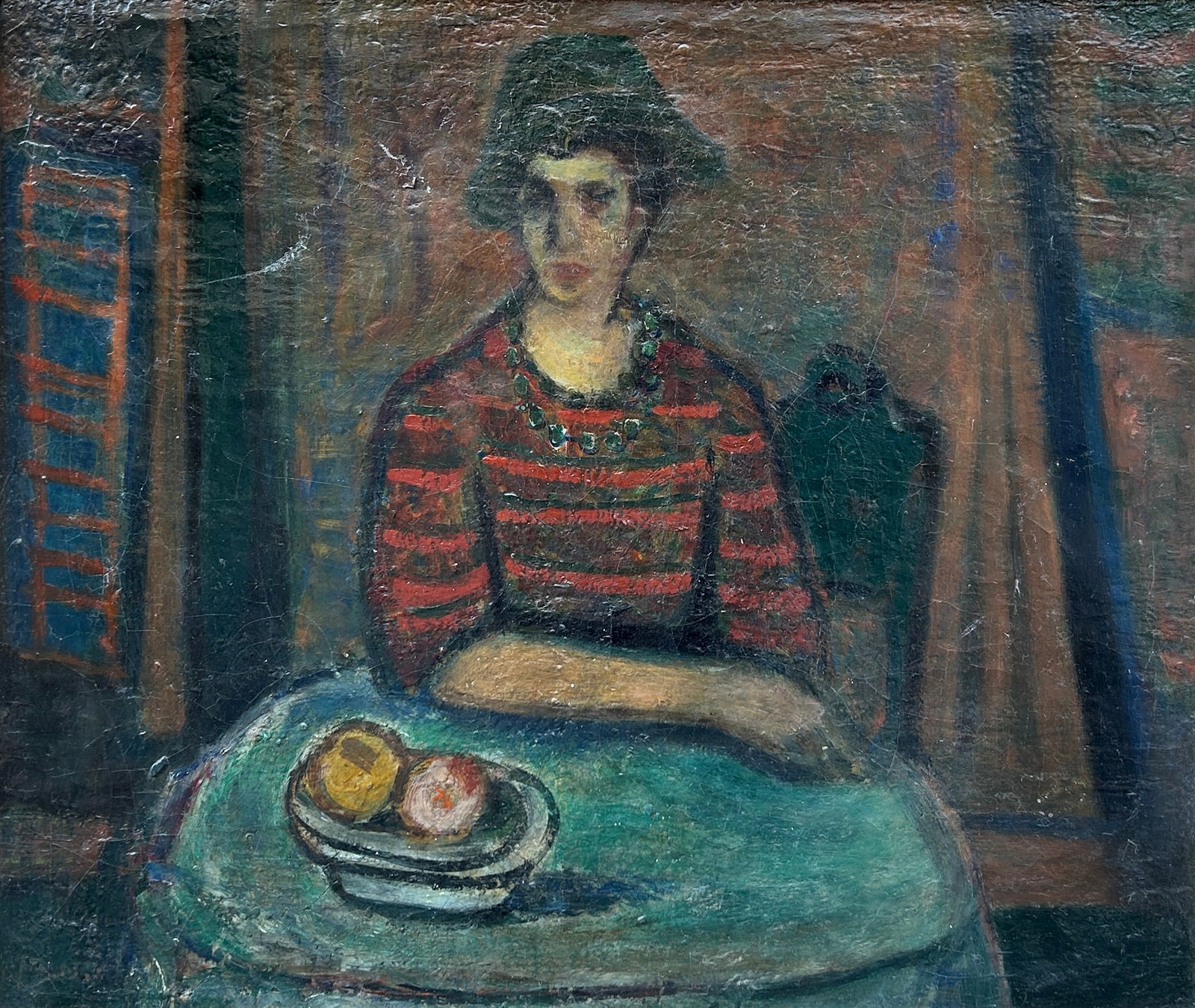 Avraham Naton, Israeli - Romania, Oil on Canvas: Avraham Naton Figure of a Woman in an Interior, View to a Window. Oil on canvas, 43x36 cm, 1930s-40s. Signed at the bottom of the work. Nicely framed. Avraham Naton (Natanson) (April 1, 1906 – Decem